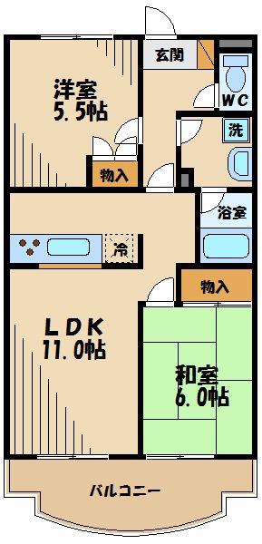 ブリージングタウンエミネンス(2LDK/3階)の間取り写真