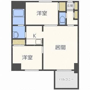 グレイスコート菊水(2LDK/10階)の間取り写真