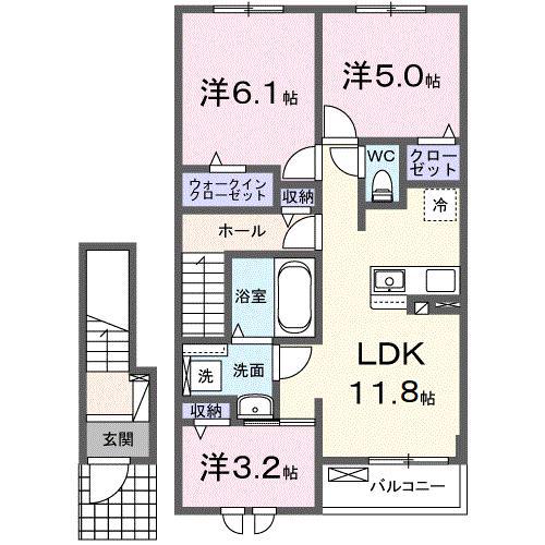 ソレイユ スクエア南相馬I(3LDK/2階)の間取り写真