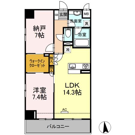 アロッジオ金剛(1SLDK/2階)の間取り写真