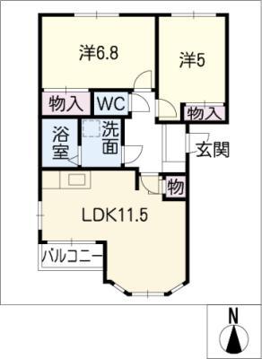 リヴァージュ源氏(2LDK/1階)の間取り写真