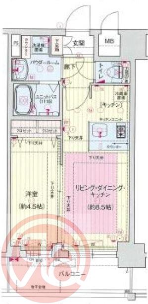 プレサンスOSAKA DOMECITYワンダー(1LDK/13階)の間取り写真