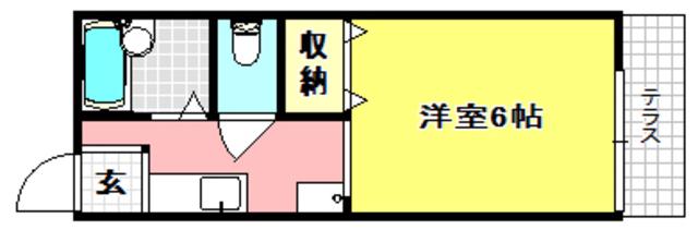 ウィンヒル上郡II(1K/2階)の間取り写真