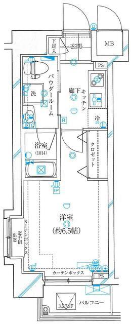 ガリシア浜松町(1K/9階)の間取り写真