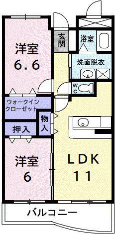 アンナ・ミーナ130ヒルズ(2LDK/2階)の間取り写真