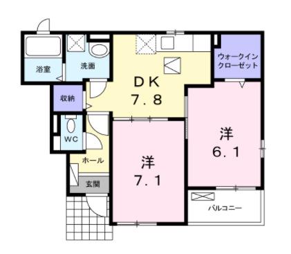 アザレ―アI(2DK/1階)の間取り写真