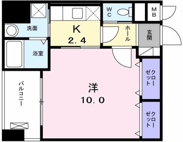 ソワ・リヴィエール(1K/3階)の間取り写真