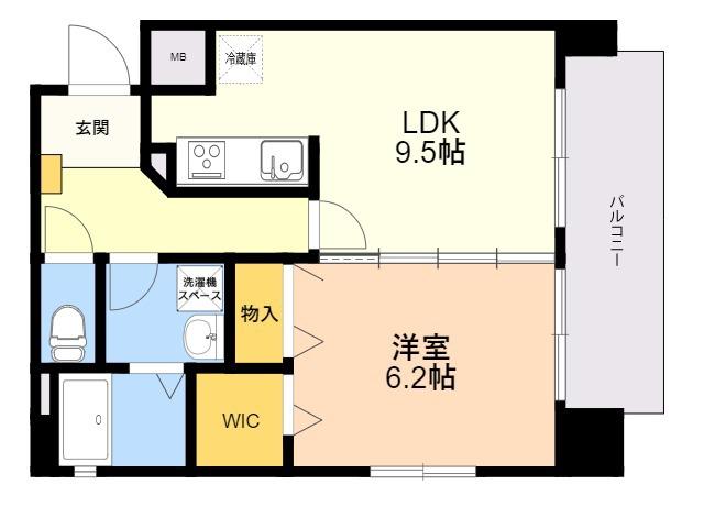 三川ビル(1LDK/7階)の間取り写真
