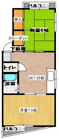 メゾンウエダ(2DK/2階)の間取り写真