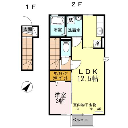 ドルミーレココ(1LDK/2階)の間取り写真