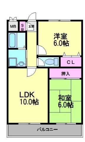 アルウェットグランドステージ(2LDK/4階)の間取り写真