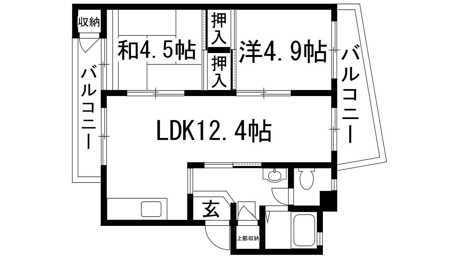 逆瀬川19号棟(2LDK/4階)の間取り写真