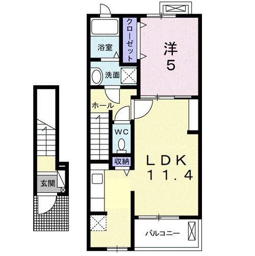 アメニティ II(1LDK/2階)の間取り写真