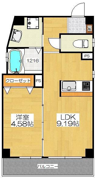 ヴィータ(1LDK/4階)の間取り写真