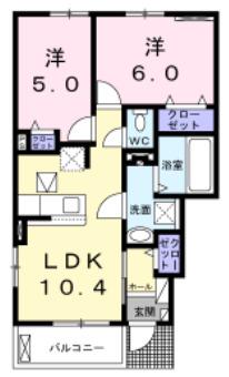 ルワンジュ草尾II(2LDK/1階)の間取り写真
