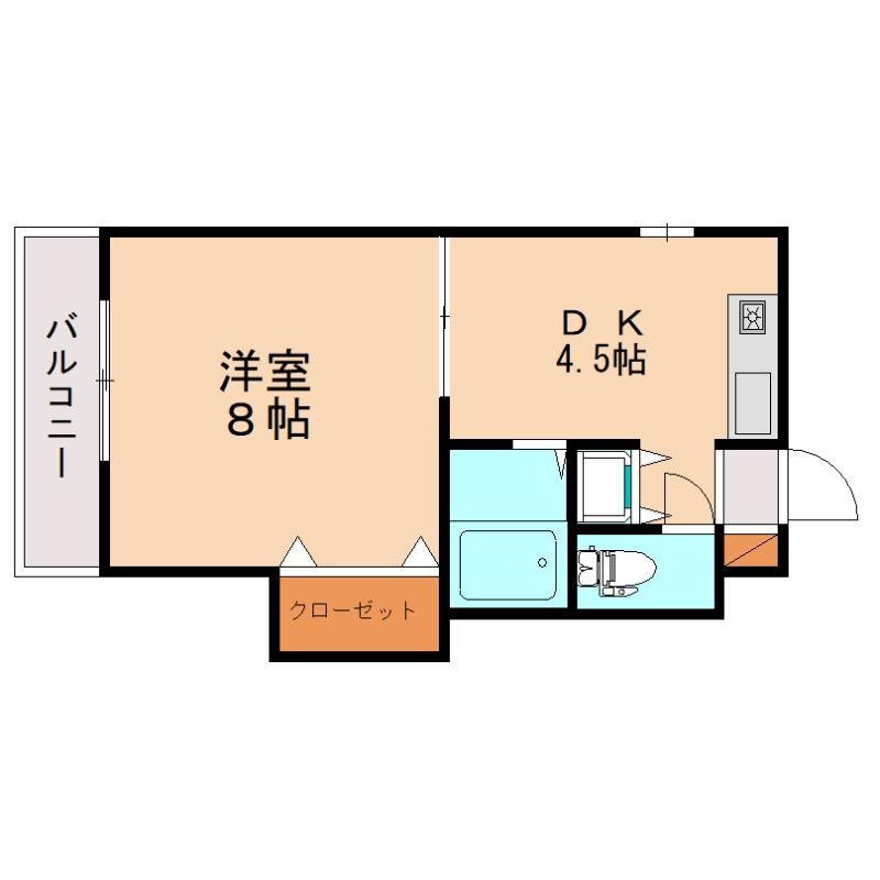 富士コーポラスⅡ(1DK/4階)の間取り写真