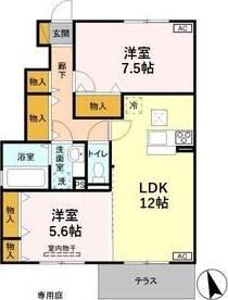 ピーノエヴァラスティング(2LDK/1階)の間取り写真