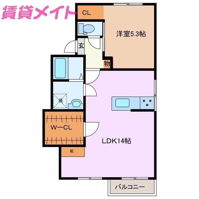 エステート日永 C棟(1LDK/2階)の間取り写真