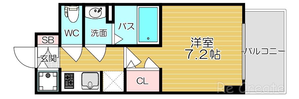 S-RESIDENCE堺筋本町DEUX(1K/2階)の間取り写真