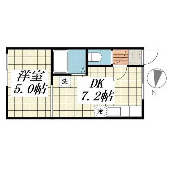三条ハイツ(1DK/2階)の間取り写真