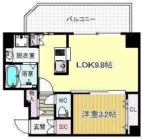 パークフラッツ野田阪神駅前(1LDK/4階)の間取り写真