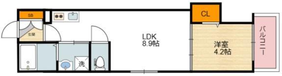 エルグランド住之江(1LDK/2階)の間取り写真