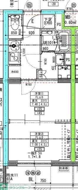 ラヴィエール住吉駅前(2K/1階)の間取り写真
