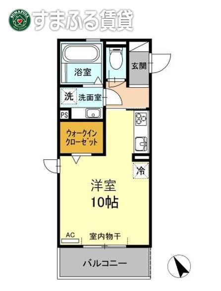 グラシューズ(ワンルーム/3階)の間取り写真