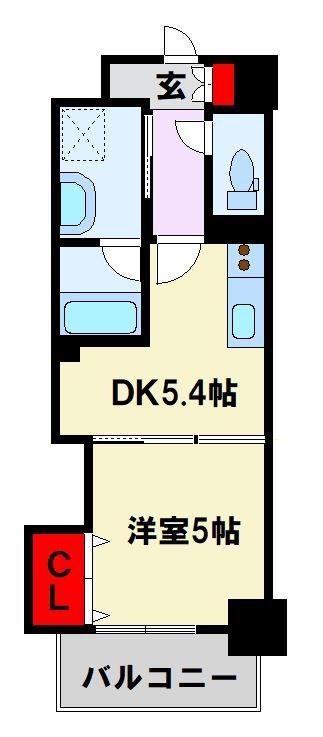 THE SQUARE PLATINUM RESIDENCE(1DK/9階)の間取り写真