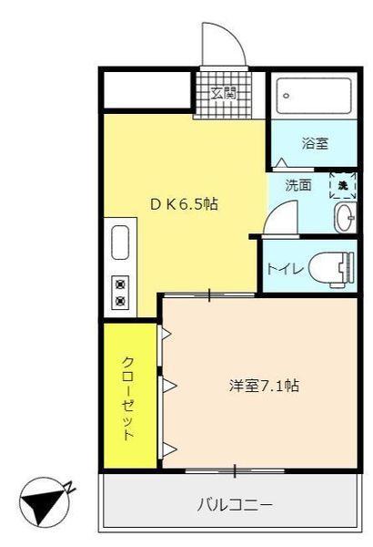 翔希ビル(1DK/2階)の間取り写真