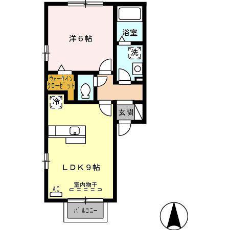 エヴリシング(1LDK/2階)の間取り写真