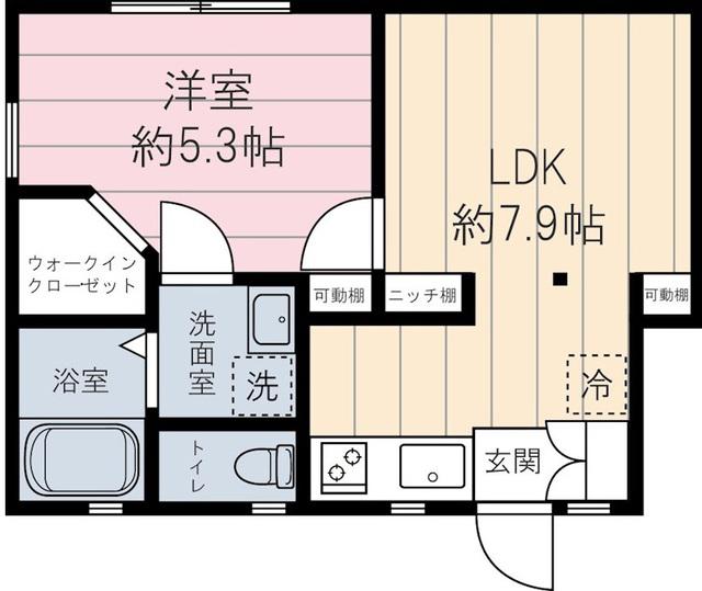 エスポワール上落合(1DK/2階)の間取り写真