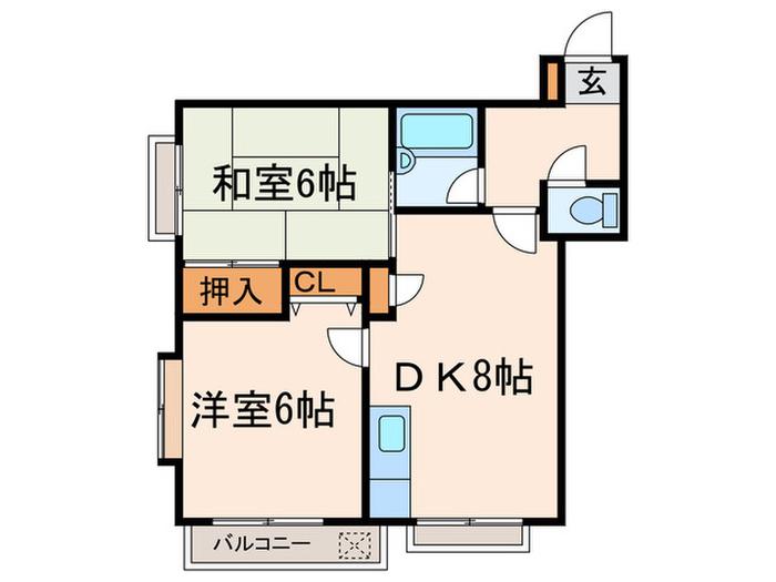 ウェルビル白糸台(2DK/2階)の間取り写真