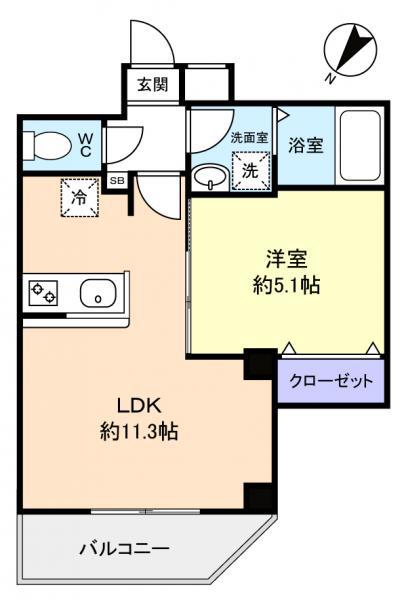 CONNECT PARK HILLS 八千代台(1LDK/2階)の間取り写真