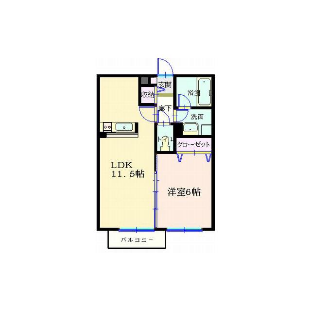 RIVERSIDE COURT(1LDK/1階)の間取り写真