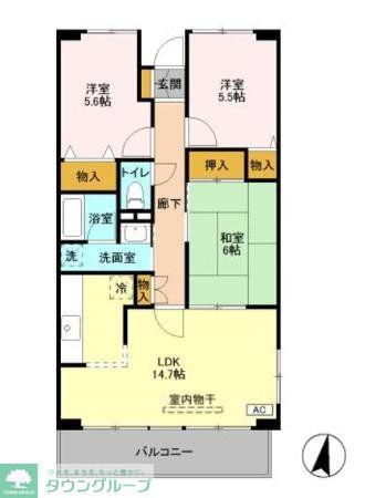 ルーチェ緑が丘A(3LDK/1階)の間取り写真