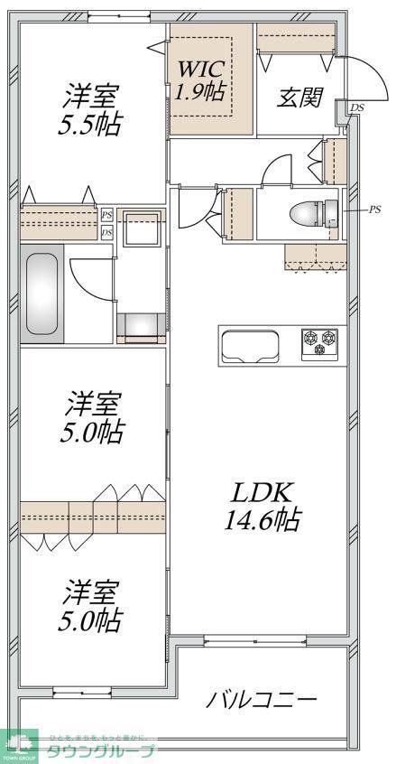 VESTA(3LDK/2階)の間取り写真
