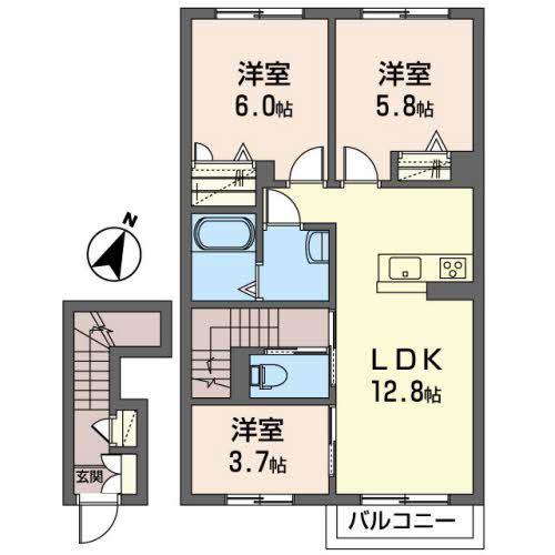 メゾンパ-クスアクアII(3LDK/2階)の間取り写真