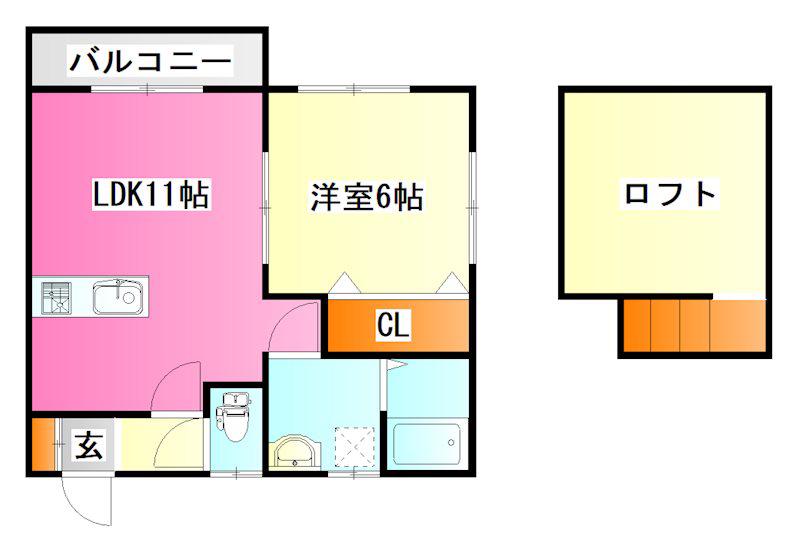 シャロム後藤寺(1LDK/1階)の間取り写真