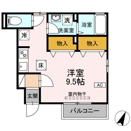 アイオーラ(ワンルーム/1階)の間取り写真