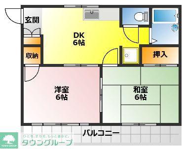 ホープガーデン(2DK/1階)の間取り写真