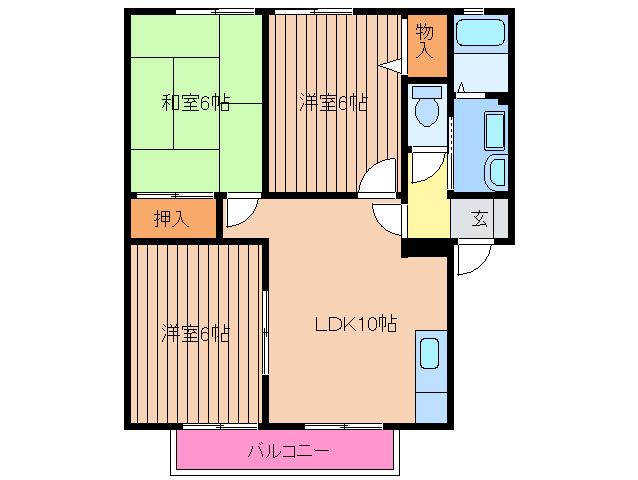メルベーユハイツ(3LDK/2階)の間取り写真