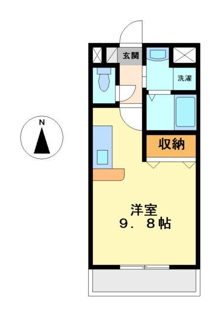 ヴィラ原山(ワンルーム/2階)の間取り写真