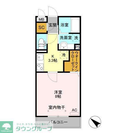 オペラハウス宮子(1K/2階)の間取り写真