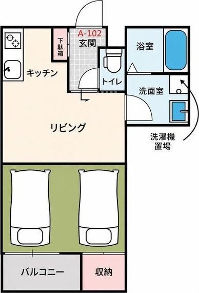 SUN生A号棟(1DK/1階)の間取り写真