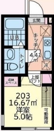センティエロ(1K/2階)の間取り写真