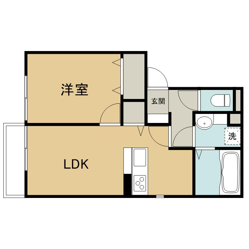 D-ROOM中ノ橋(1LDK/2階)の間取り写真