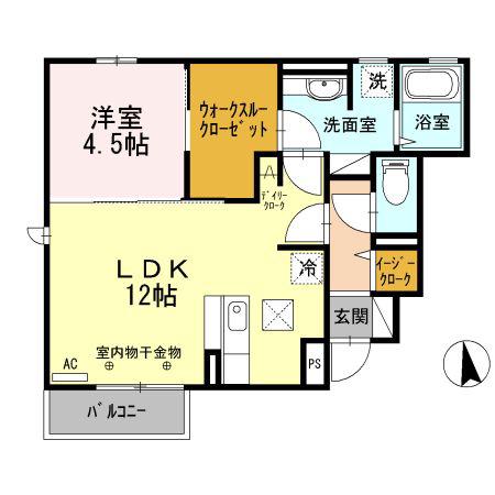 ブラストA(1LDK/1階)の間取り写真