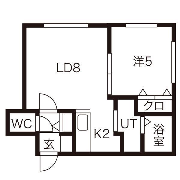 プリマクラッセ環状通東(1LDK/2階)の間取り写真