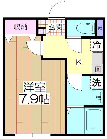 リバーバレー足立(1K/1階)の間取り写真